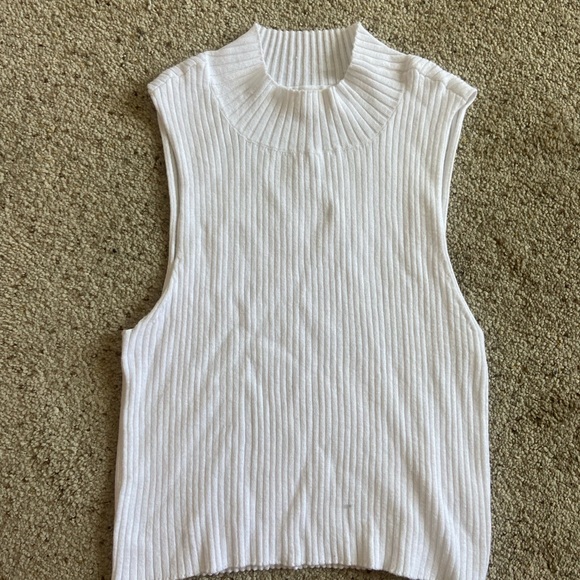 Pacsun White Tank Ribbed Turtleneck Mockneck Crop - Picture 4 of 5